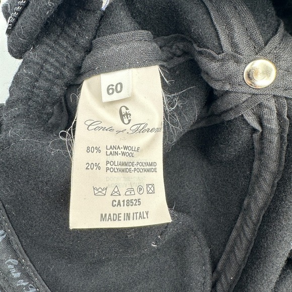 Conte Florence Hat Cap 60 Black Wool Earflap Baseball Italy Sporty Luxury - Picture 14 of 15